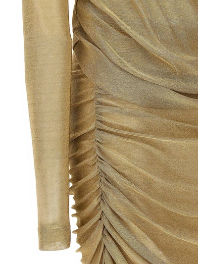 Shop Dolce & Gabbana Lurex Knit Dress In Gold