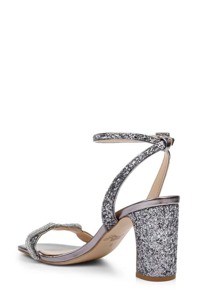 Jewel Badgley Mischka Gem Glitter Ankle Strap Sandal In Smoke