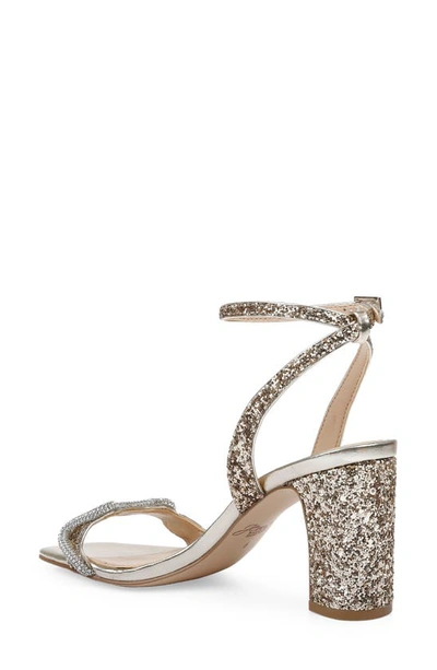 Jewel Badgley Mischka Gem Glitter Ankle Strap Sandal In Gold