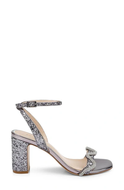 Jewel Badgley Mischka Gem Glitter Ankle Strap Sandal In Smoke