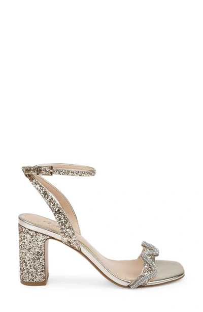 Jewel Badgley Mischka Gem Glitter Ankle Strap Sandal In Gold