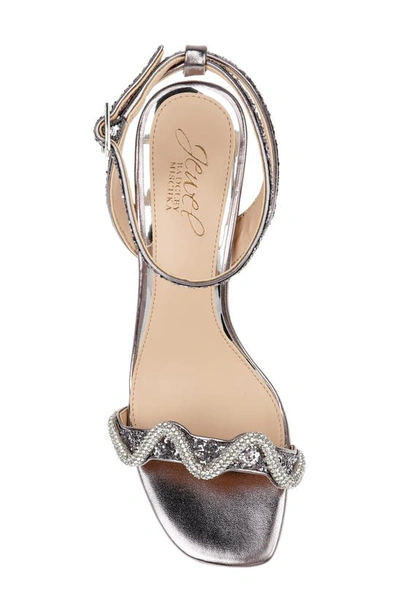 Jewel Badgley Mischka Gem Glitter Ankle Strap Sandal In Smoke