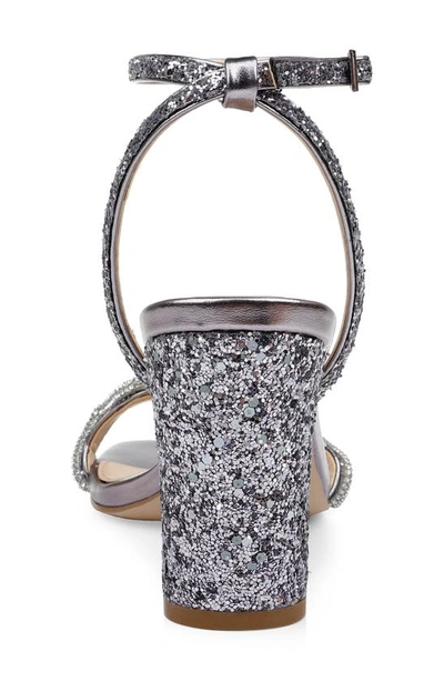 Jewel Badgley Mischka Gem Glitter Ankle Strap Sandal In Smoke