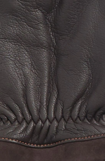 Ugg Faux Fur Lined Captain Pieced Leather Glove In Brown