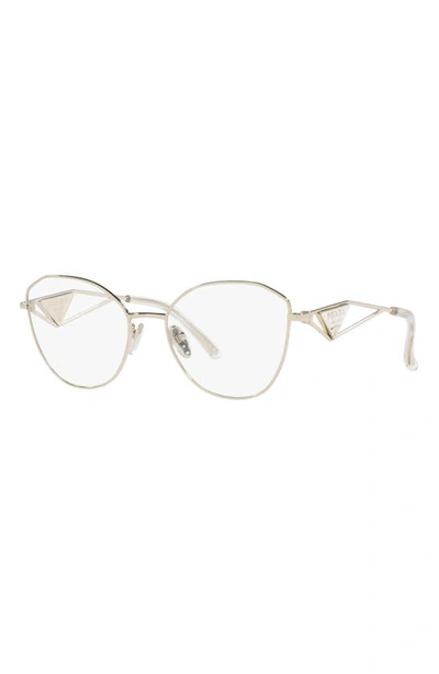 Prada 55mm Round Optical Glasses In Gold