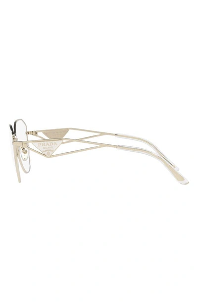 Prada 55mm Round Optical Glasses In Gold