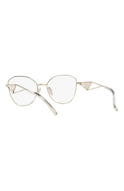 Prada 55mm Round Optical Glasses In Gold