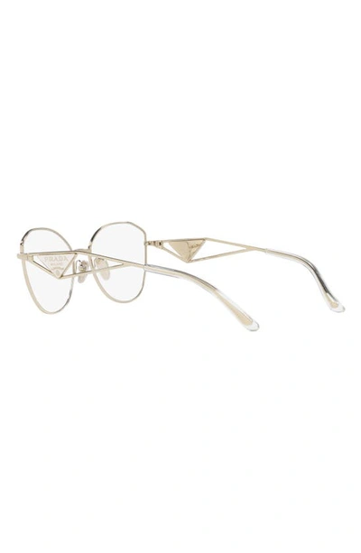 Prada 55mm Round Optical Glasses In Gold