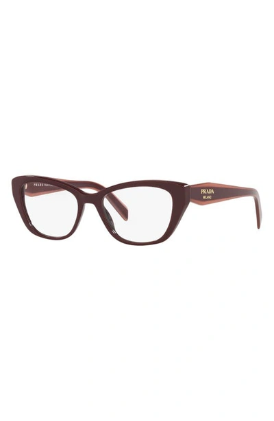 Shop Prada 52mm Cat Eye Optical Glasses In Bordeaux