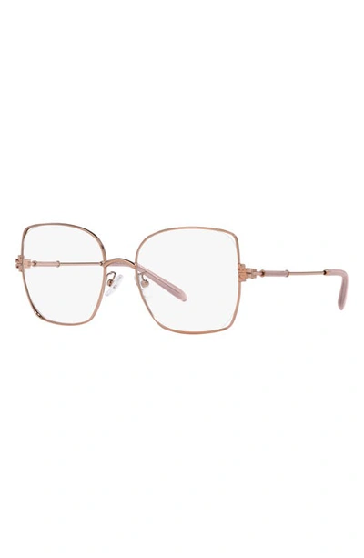 Shop Tory Burch 52mm Square Optical Glasses In Rose Gold
