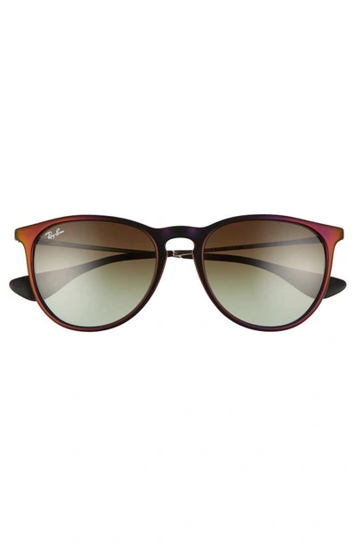 Shop Ray Ban Erika 54mm Gradient Round Sunglasses In Black/ Red