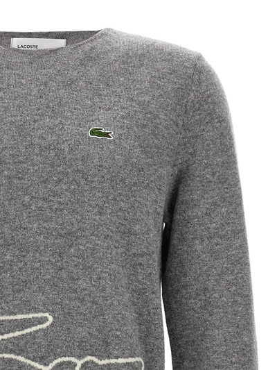 Comme Des Garçons Shirt X Lacoste Crew Neck Sweater In Gray