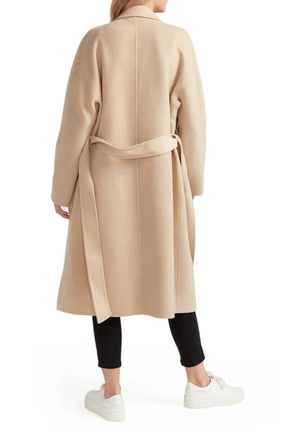 Belle & Bloom Boss Girl Double Breasted Wool Blend Coat In Pale Oat