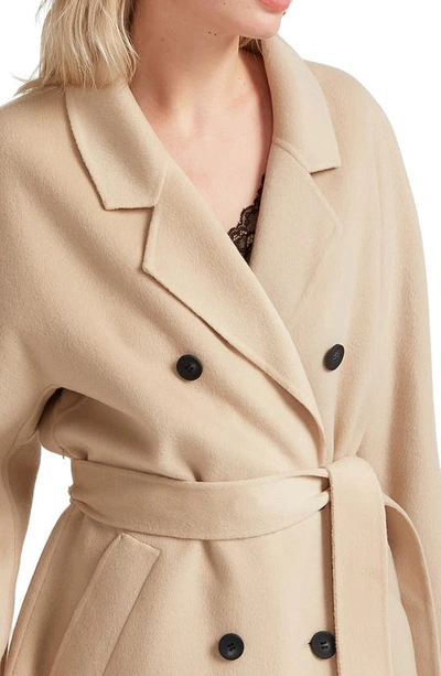 Belle & Bloom Boss Girl Double Breasted Wool Blend Coat In Pale Oat