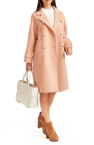 Shop Belle & Bloom Rumour Has It Oversize Double Breasted Wool Blend Coat In Peach Fizz