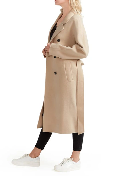 Belle & Bloom Boss Girl Double Breasted Wool Blend Coat In Pale Oat