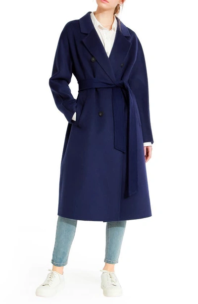 Belle & Bloom Boss Girl Double-breasted Lined Wool Coat In Midnight Blue