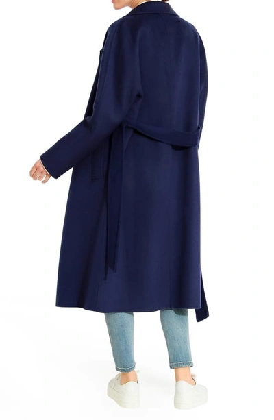 Belle & Bloom Boss Girl Double-breasted Lined Wool Coat In Midnight Blue