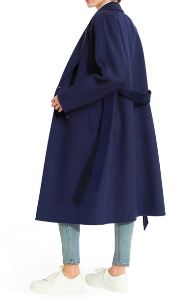 Belle & Bloom Boss Girl Double-breasted Lined Wool Coat In Midnight Blue