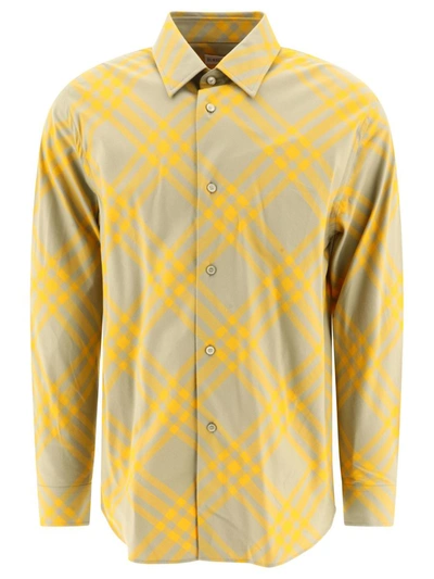 Shop Burberry Check Shirt In Yellow