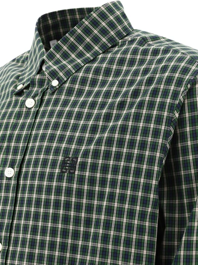 Shop Givenchy Checked Shirt In Poplin In Green