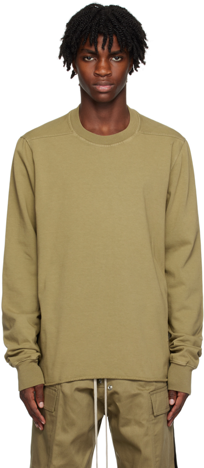 Shop Rick Owens Drkshdw Khaki Crewneck Sweatshirt In 25 Pale Green