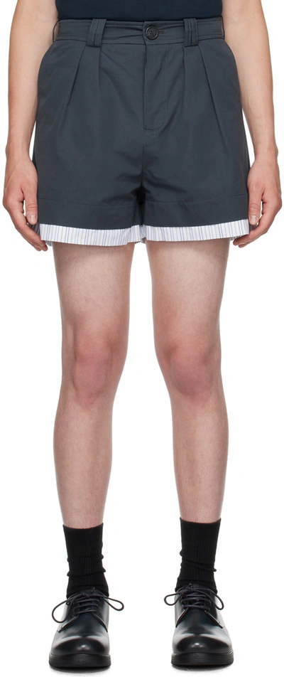 Shop S.s.daley Blue Layered Shorts In Navy/stripe