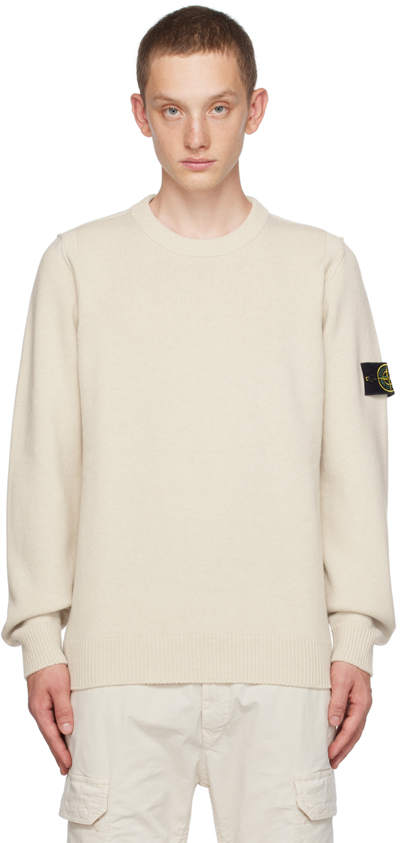 Shop Stone Island Off-white Reverse Stitch Sweater In V0097 Plaster