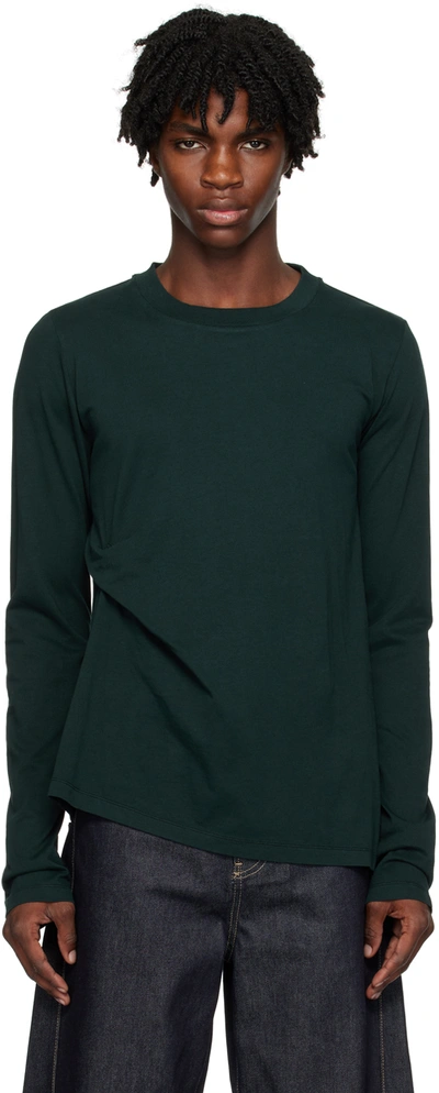 Shop Marina Yee Green Tuck Long Sleeve T-shirt In Dark Teal