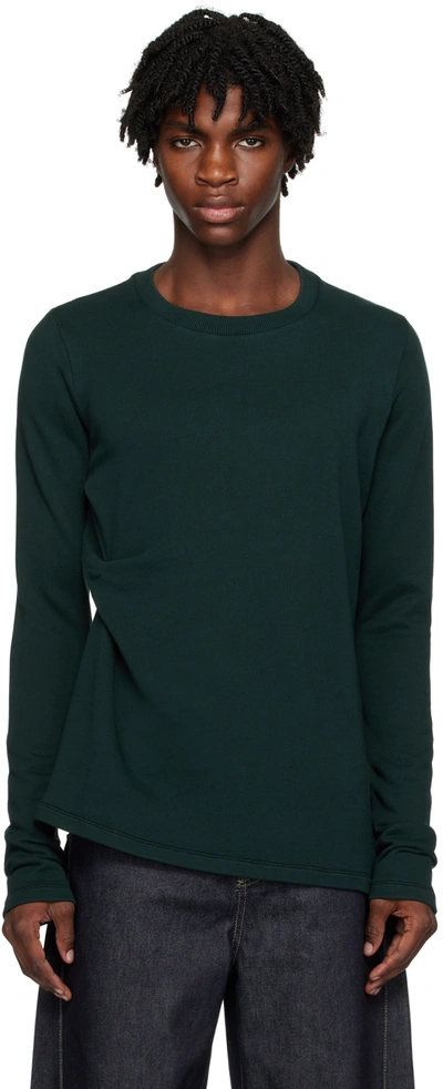 Shop Marina Yee Green Tuck Sweatshirt In Dark Teal
