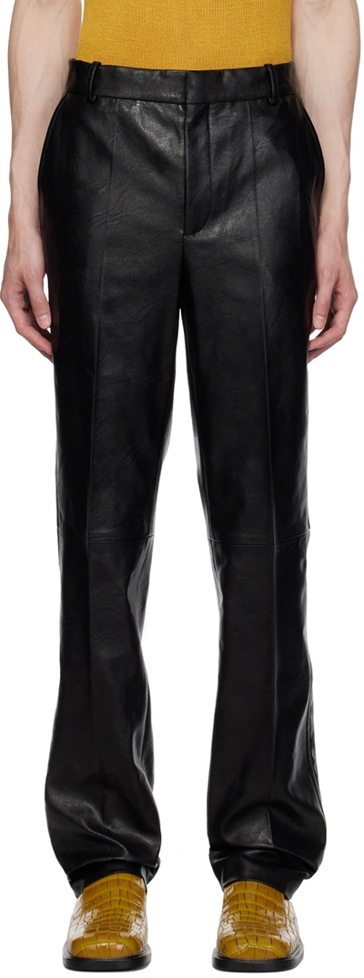 Shop Situationist Black Yaspis Edition Faux-leather Trousers