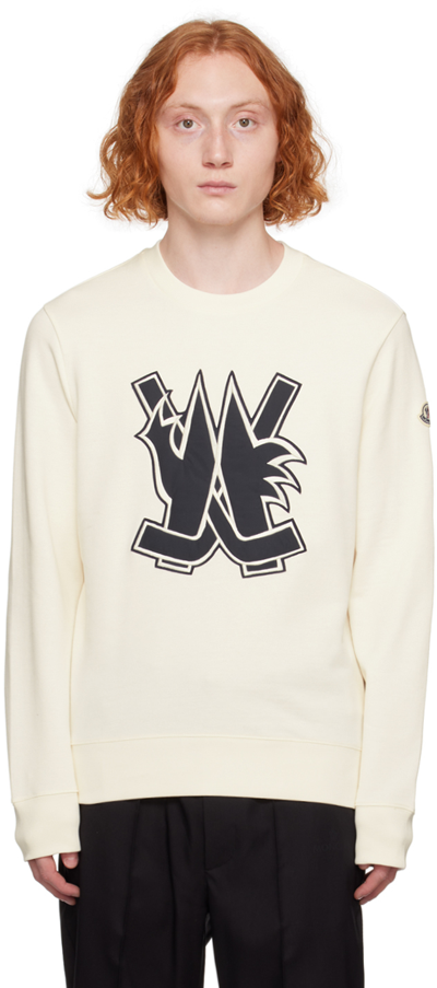 Shop Moncler Off-white Hockey Sweatshirt In 032 Bright White