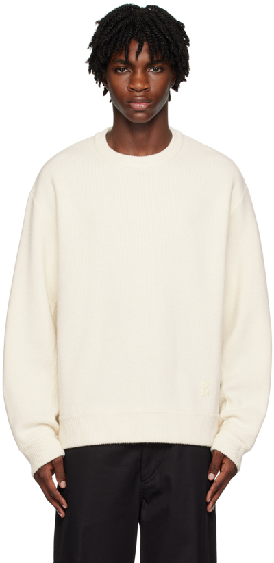 Shop Wooyoungmi Off-white Crewneck Sweater In Ivory 506i