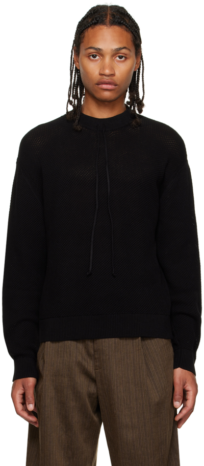 Factor's Black Drawstring Sweater In Black