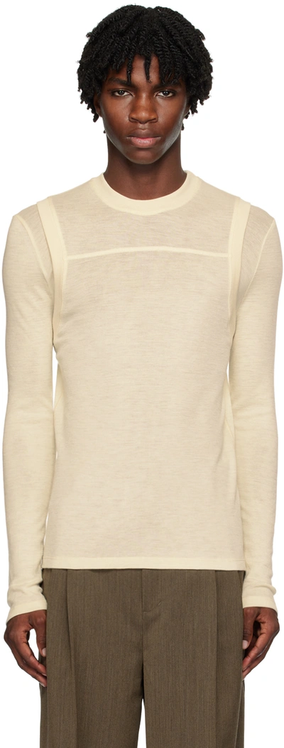 Shop Maiden Name Off-white Evan Long Sleeve T-shirt In Buttercream