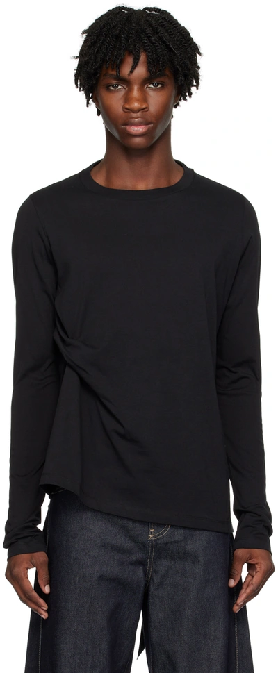 Shop Marina Yee Black Tuck Long Sleeve T-shirt