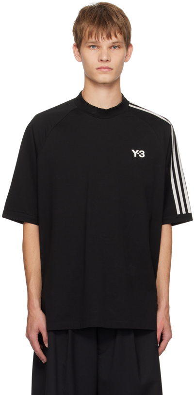 Shop Y-3 Black 3-stripes T-shirt In Black/off White
