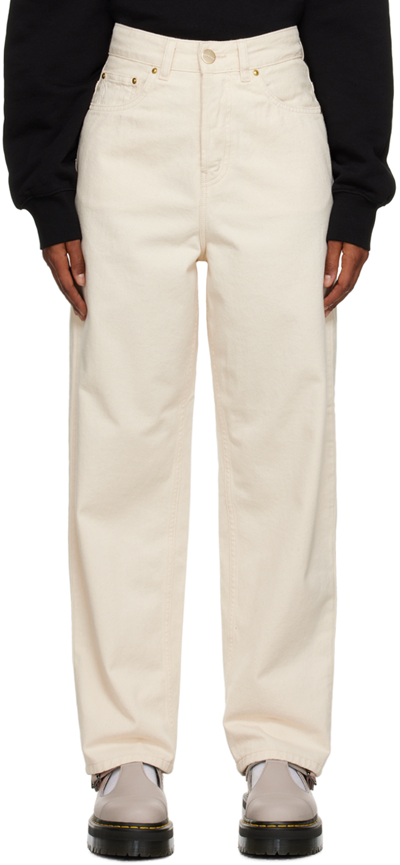 Shop Carhartt Off-white Derby Jeans In Natural Rinsed