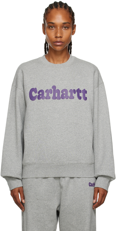 Shop Carhartt Gray Bubbles Sweatshirt In Heather/cassias