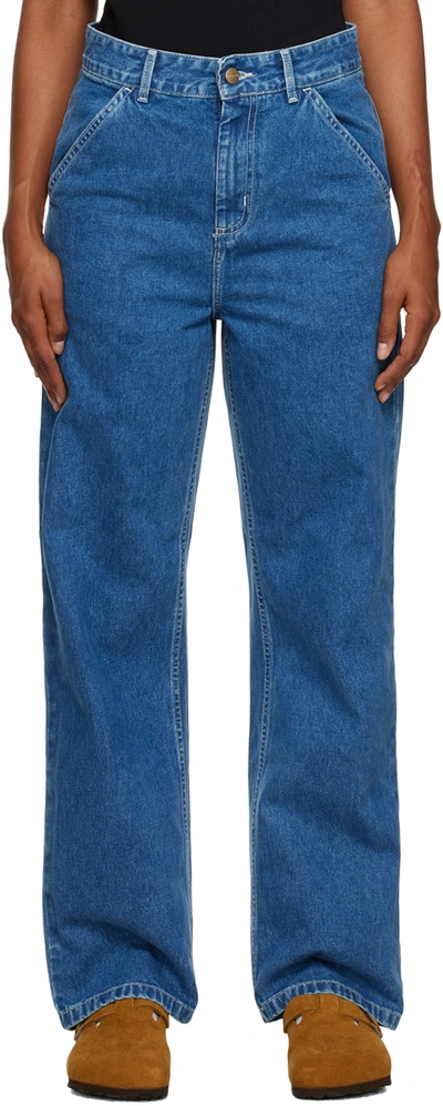 Shop Carhartt Blue Simple Jeans In Blue Stone Washed