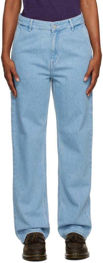 Shop Carhartt Blue Pierce Jeans In Blue Stone Bleached
