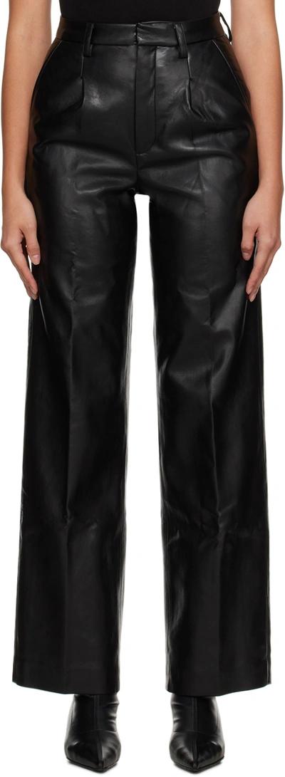 Shop Anine Bing Black Carmen Faux-leather Pants