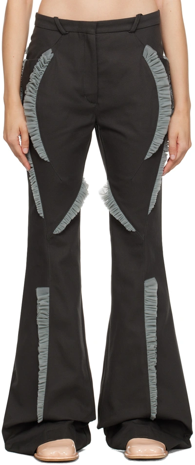 Shop Kiko Kostadinov Gray Flared Trousers In Slate/silver