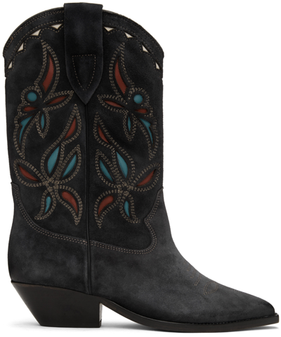 Shop Isabel Marant Gray Duerto Cowboy Boots In 02fk Faded Black