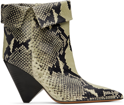 Shop Isabel Marant Off-white & Black Lulya Boots In 23sd Sand