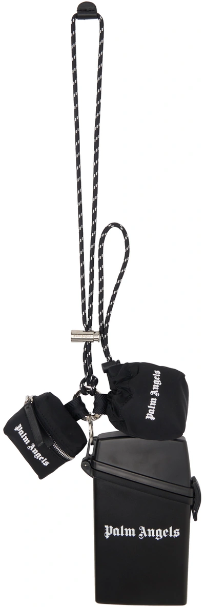 Shop Palm Angels Black Things Holder Keychain In Black White
