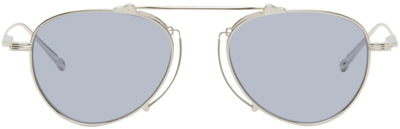Shop Matsuda Silver M3130 Sunglasses In Palladium/blue