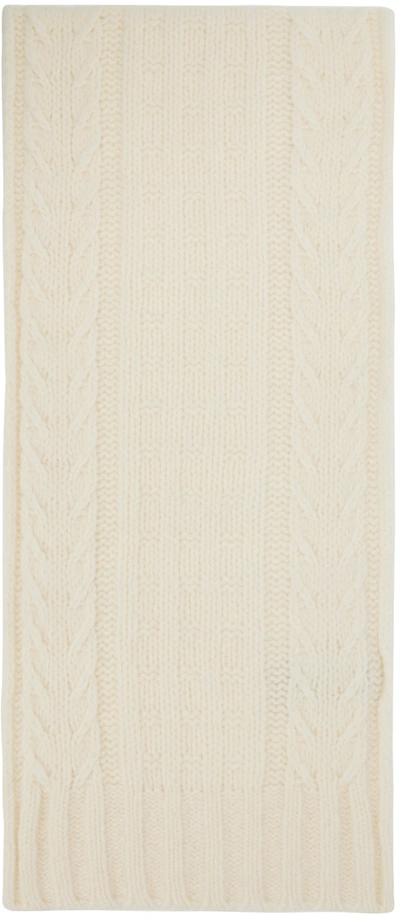 Shop Ganni White Cable Scarf In Egret