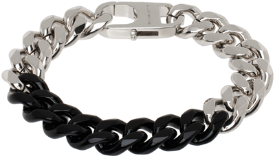 Shop Isabel Marant Silver & Black Curb Chain Bracelet In Bksi Black/silver