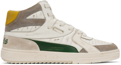 Shop Palm Angels Off-white & Green Old School University High Top Sneakers In School White Gree